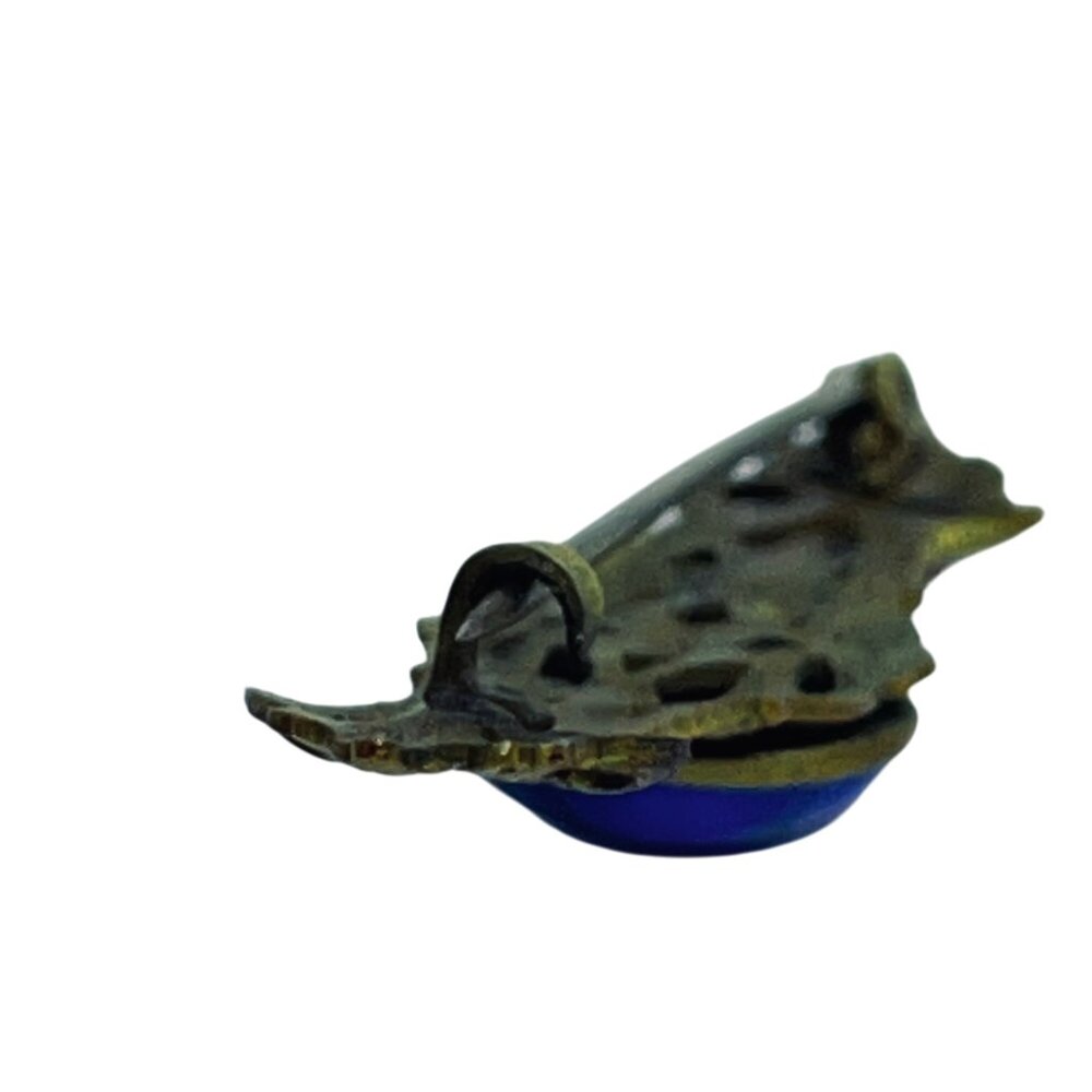 Vintage Gold Tone And Cobalt Blue Cabochon Bar Brooch With C Clasp (5756) - Picture 6 of 8